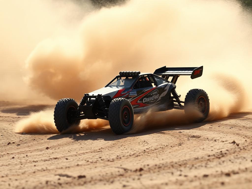 Carro radiocomandado em pista de terra
